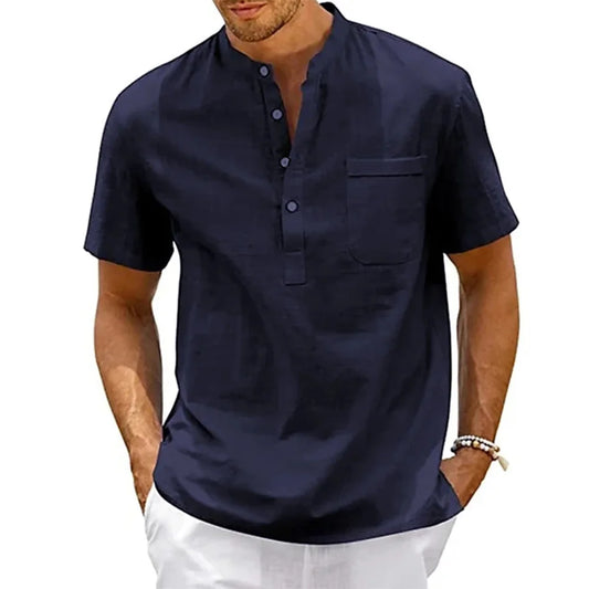 Henley Neck Casual Beach shirt