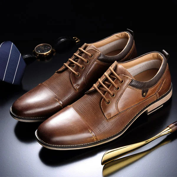 YIGER Men Genuine Leather Dress Shoes