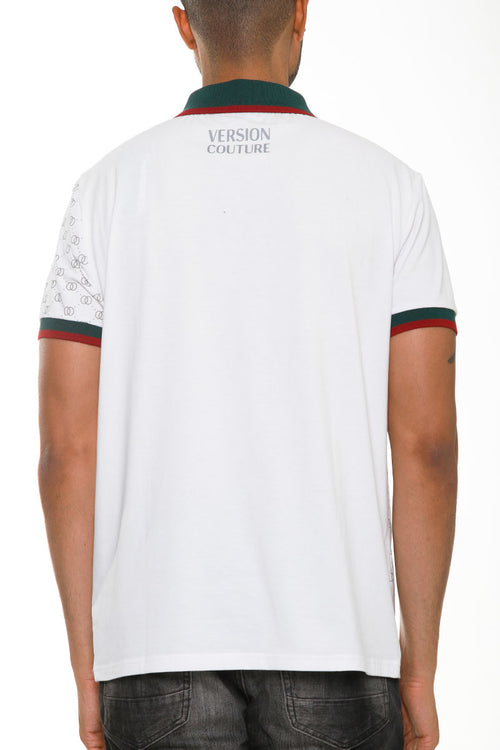 Italian Print Collared Polo Shirt